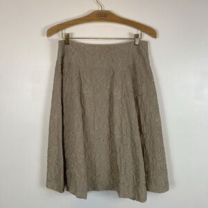 Evelyn Tan Champagne Womens Textured A-line Flared Midi Skirt Size 12